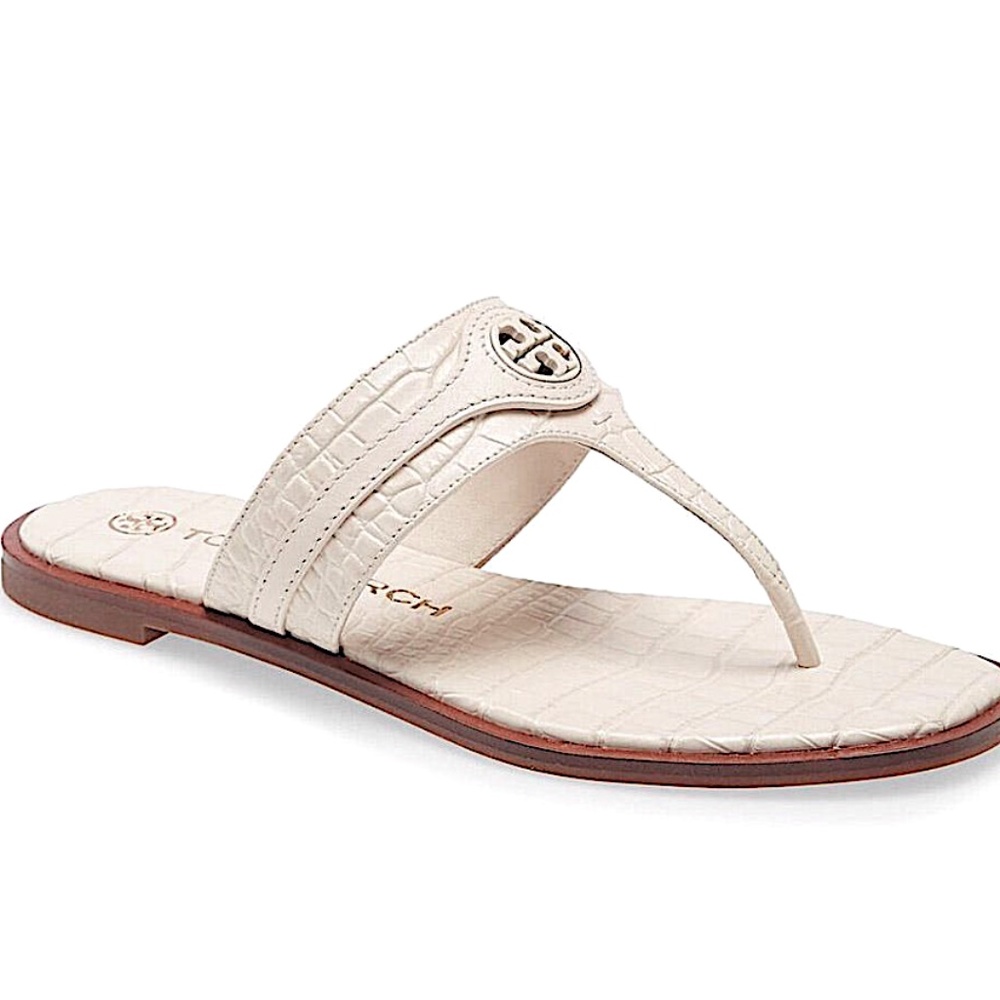 Tory Burch off white New Carson Thong Welt Sandals